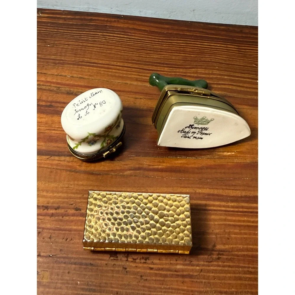 Bundle of Antique Porcelain Pill Boxes - Including 2 Hand-Painted Limoges EUC